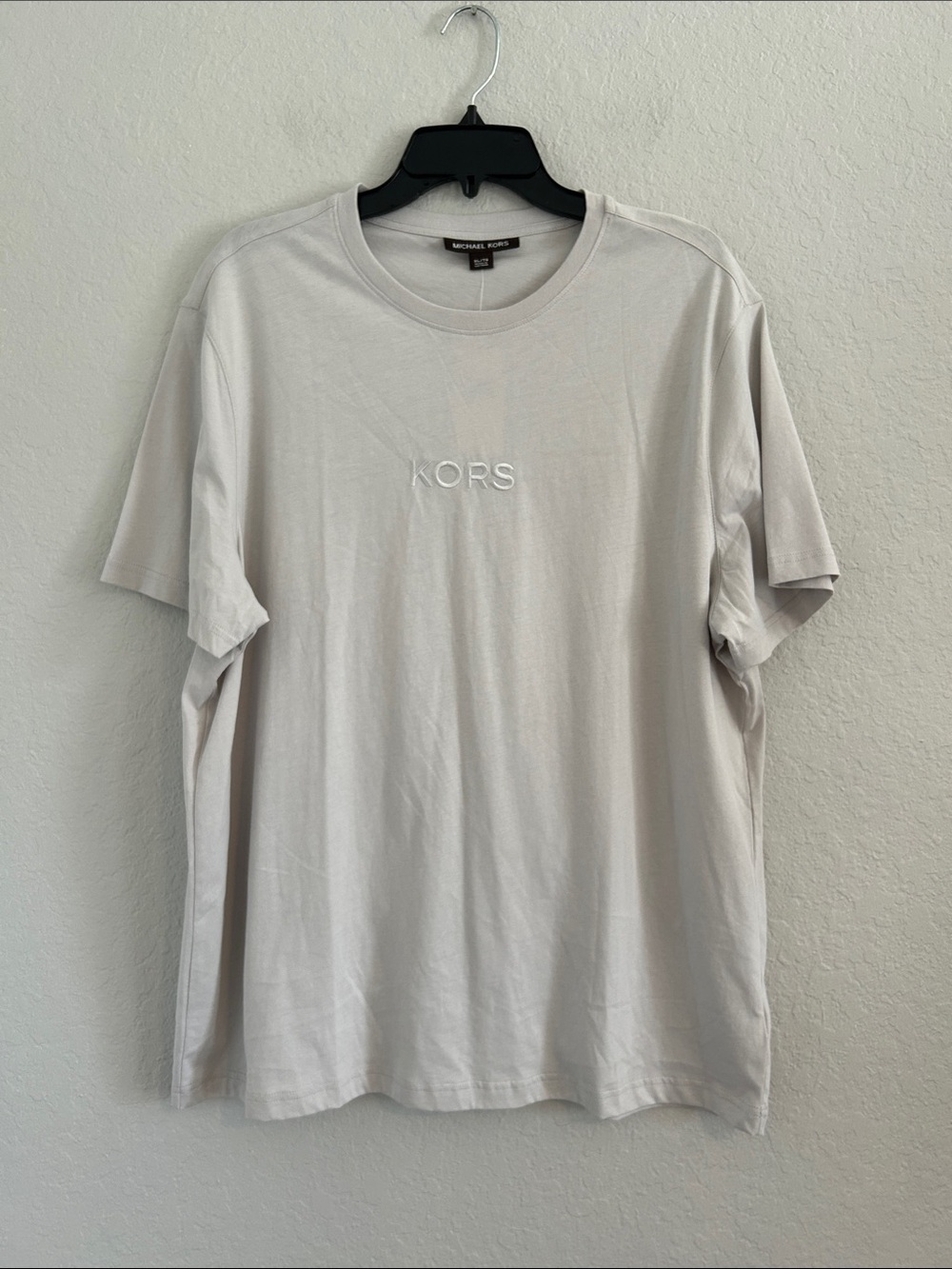 Michael Kors Men's KORS Embroidered Crewneck Tee in Light Beige